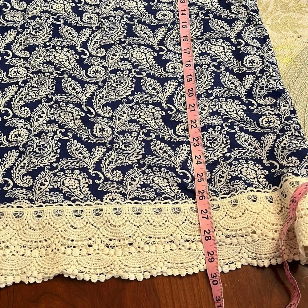 Solitaire Boho Tunic Top XL in EUC. Navy and Cream. - Picture 6 of 7